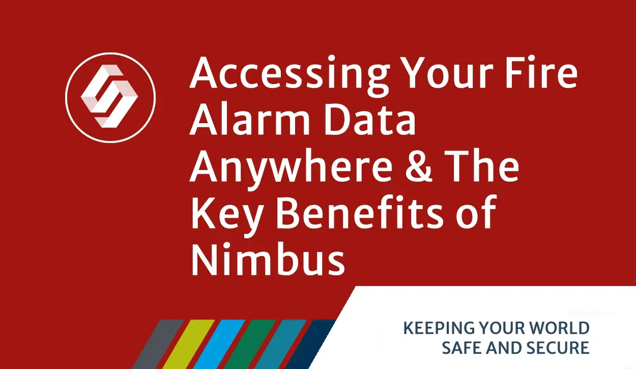 SS Systems graphic titled Accessing Your Fire Alarm Data Anywhere & The Key Benefits of Nimbus.