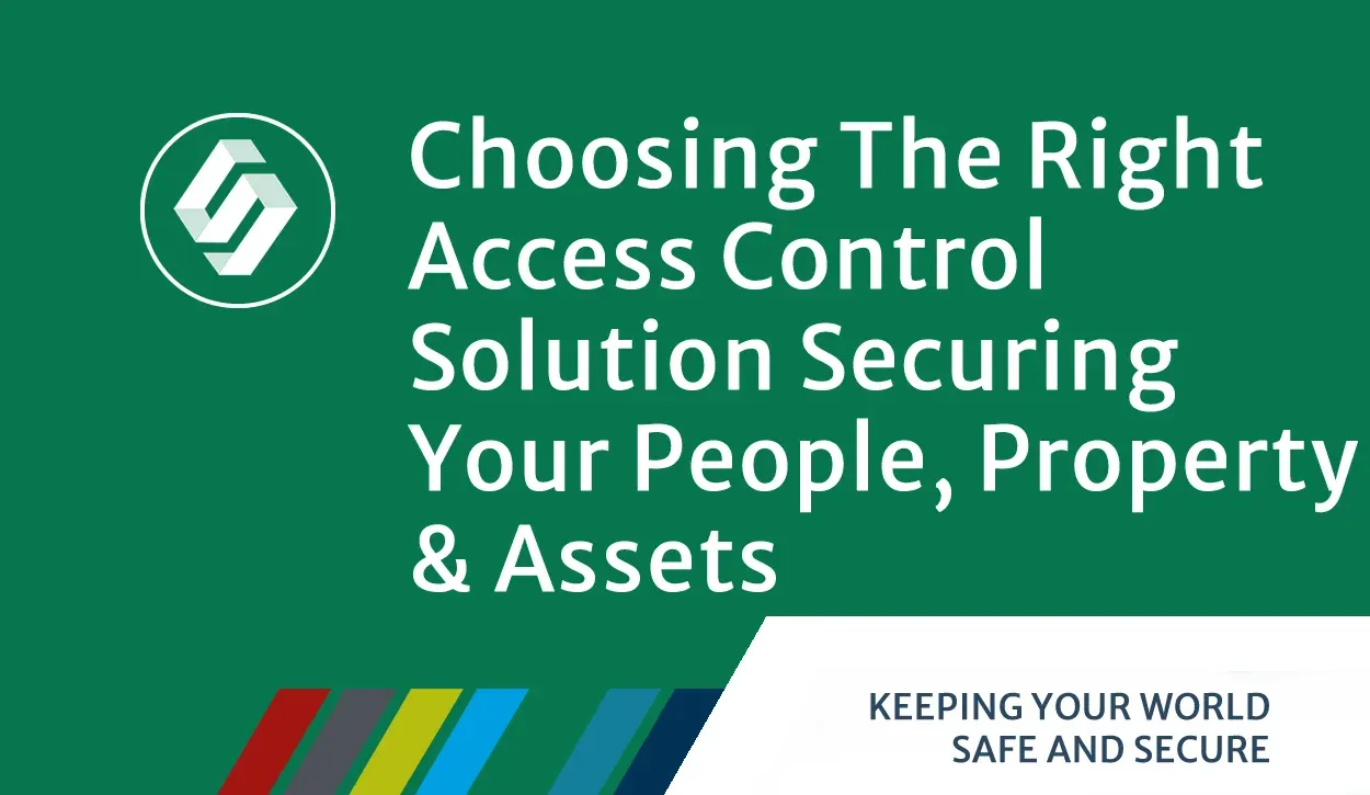 SS Systems graphic titled Choosing the Right Access Control Solution: Securing Your People, Property & Assets.