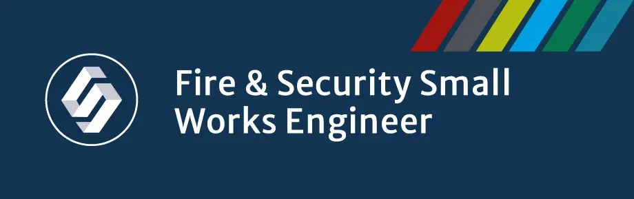SS Systems recruitment banner advertising a Fire & Security Small Works Engineer position, featuring the company logo and branding.